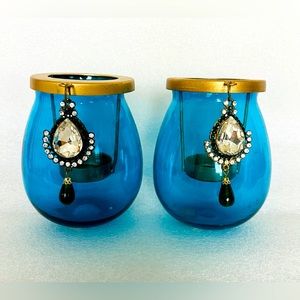 Pair of decorative tea-light candle holders - New condition - approx 4.5” tall